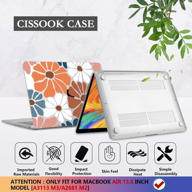 CISSOOK Compatible with MacBook Air 13.6 inch Case M4 M3 M2, Plastic Hard Shell Case Keyboard Cover Screen Protector for MacBook Air 13 2025 2024 2023 2022 Model A3240 A3113 A2681, Vintage Flowers - Image 5